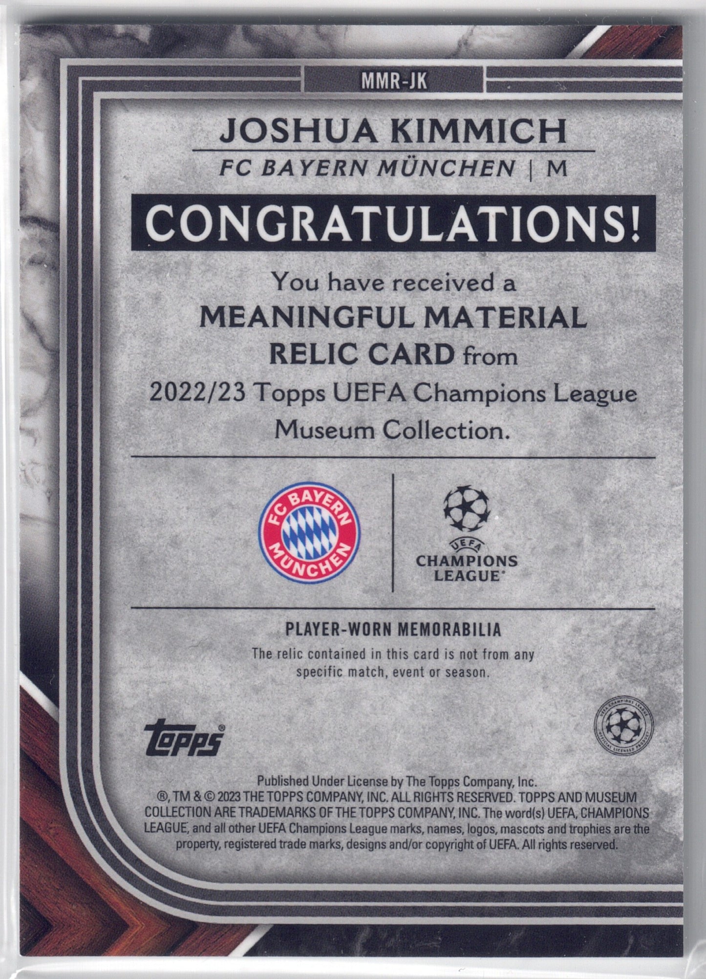 2022-23 Museum Collection Joshua Kimmich patch-back