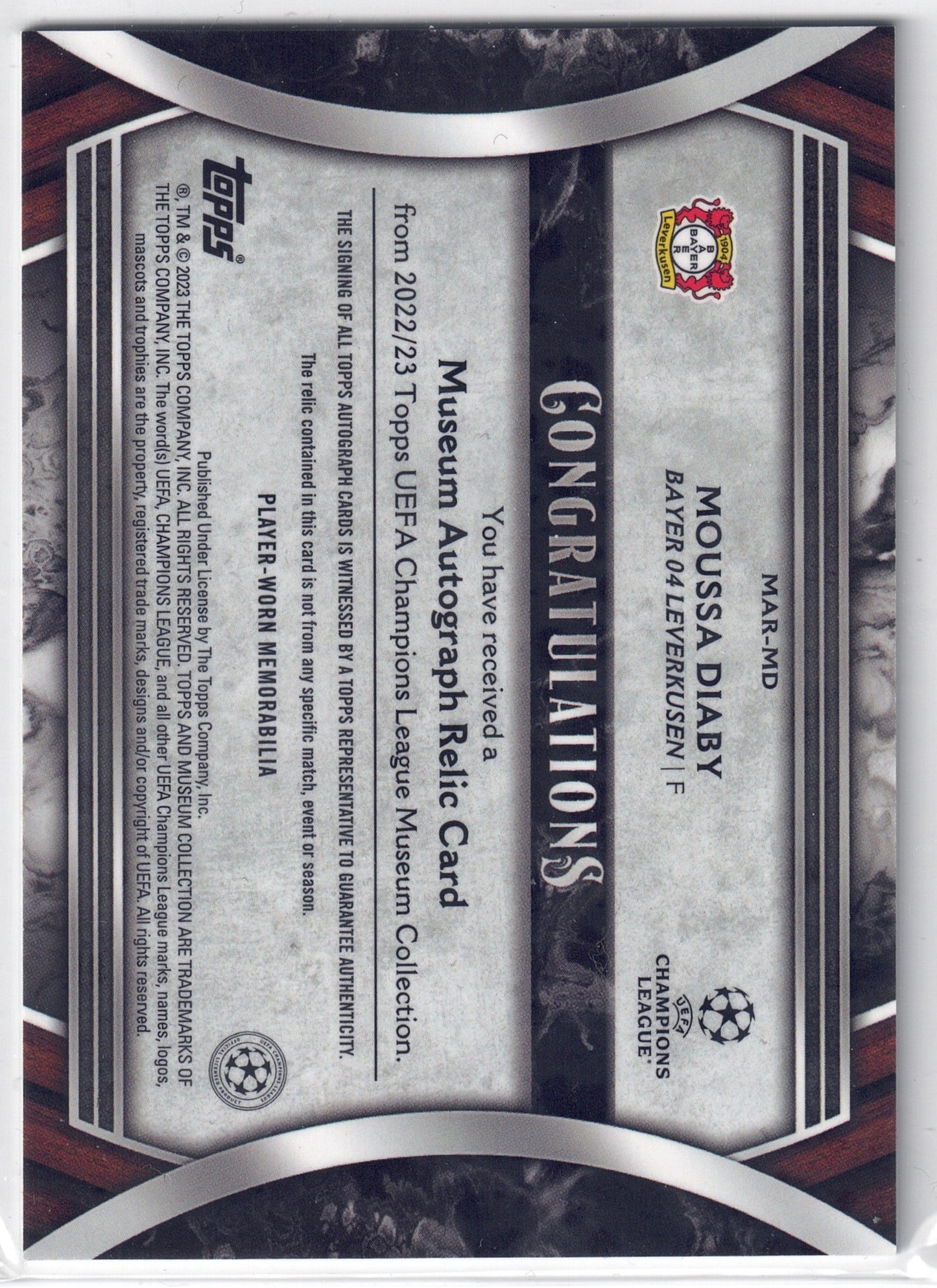 2022-23 Museum Collection Moussa Diaby patch-auto-back