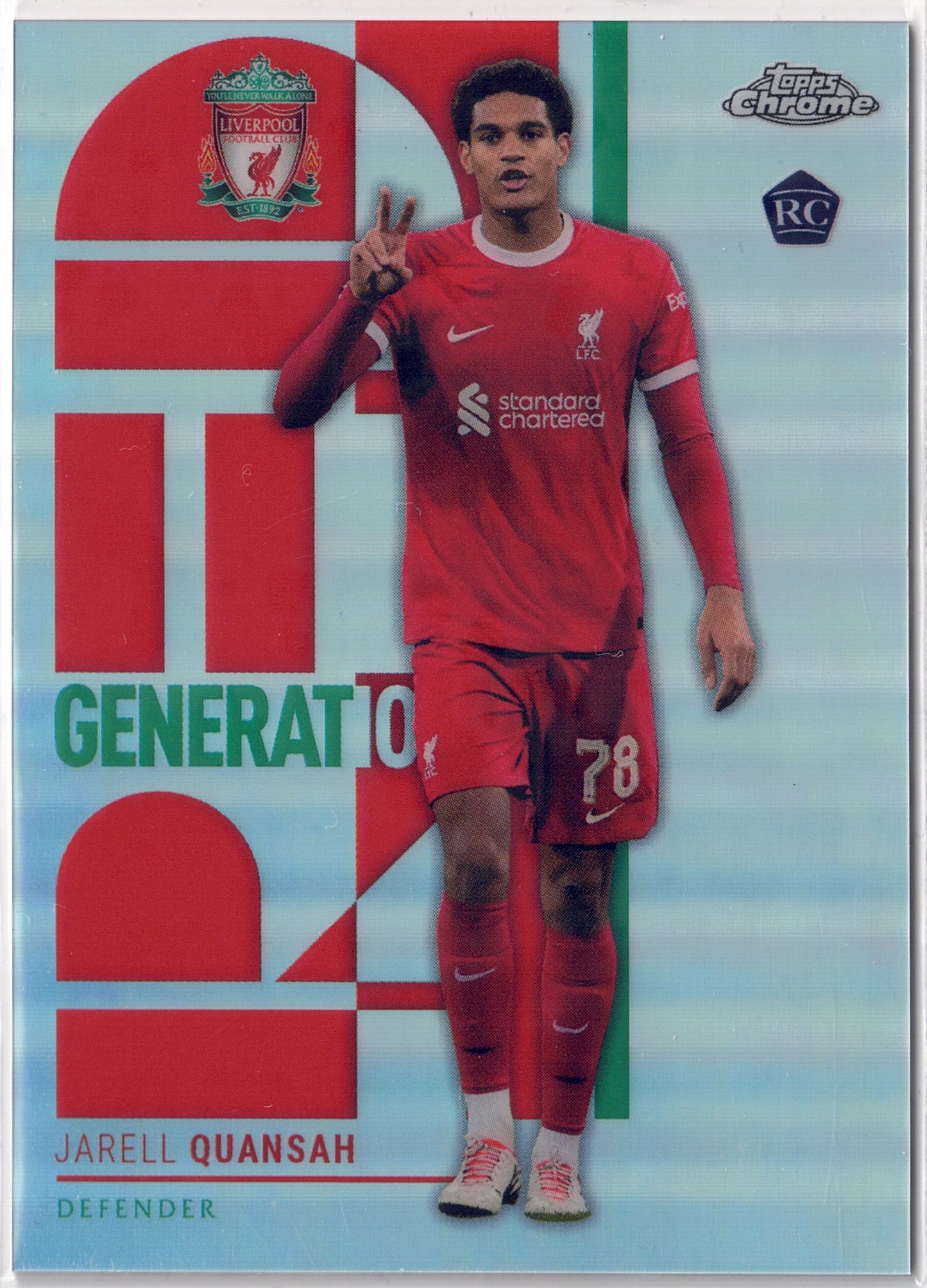 2023-24 Topps Chrome Liverpool FC #GR04 Jarell Quansah RC Generation Red
