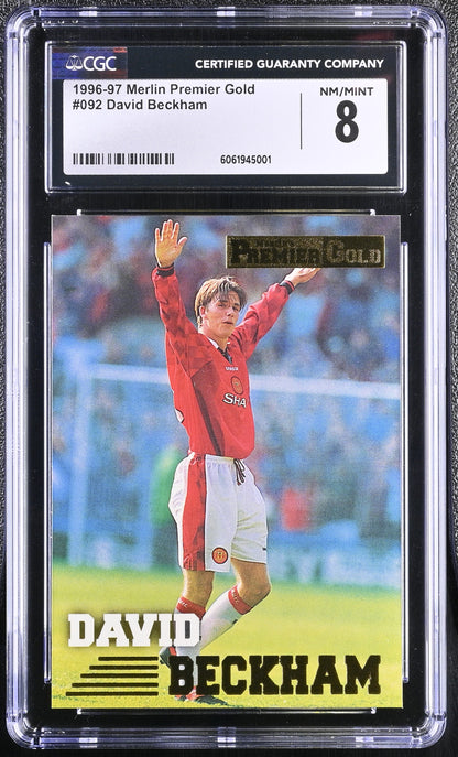1996-97 Merlin Premier Gold #092 David Beckham RC Front