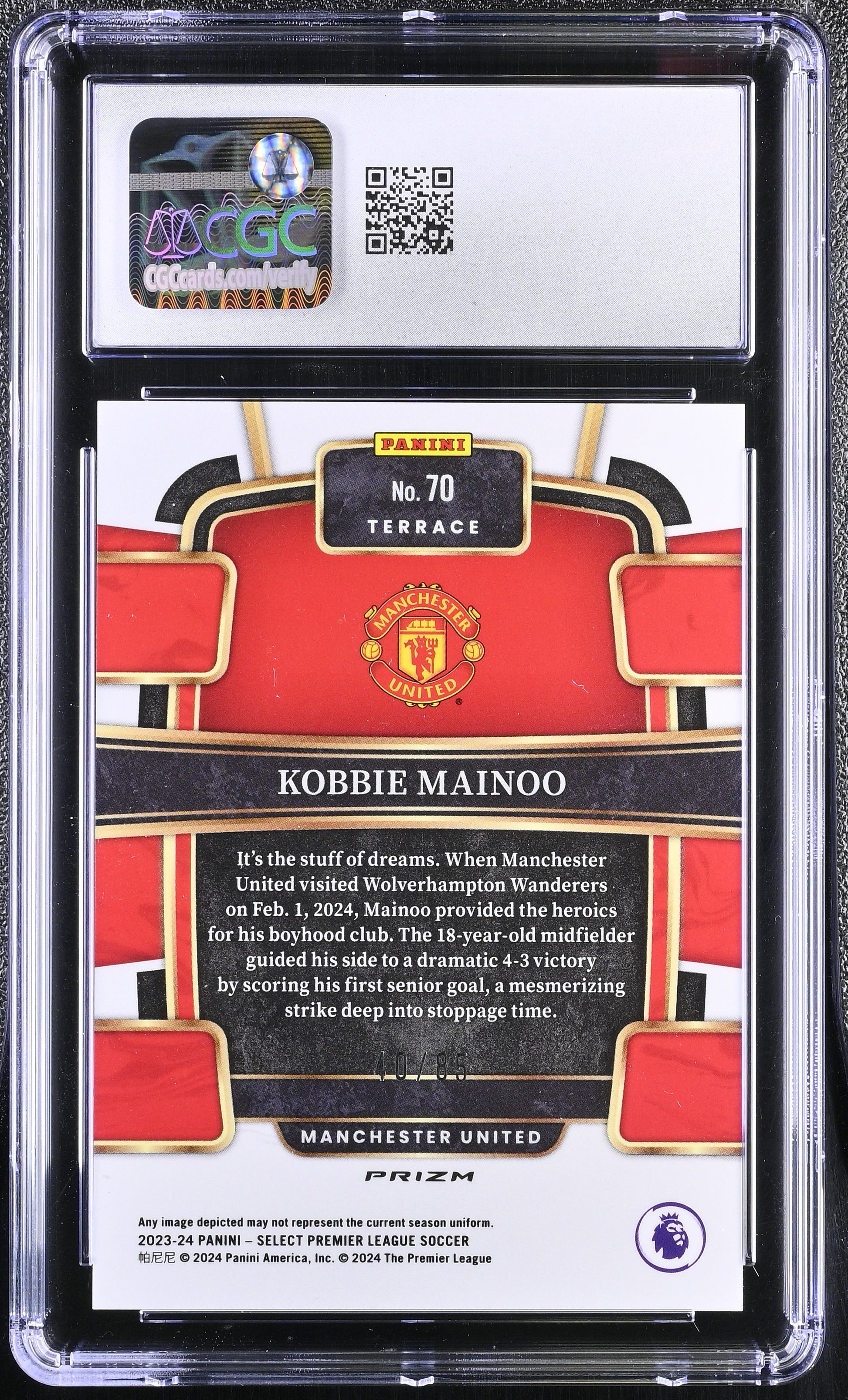 2023-24 Select Premier League #070 Kobbie Mainoo RC White Ice Back