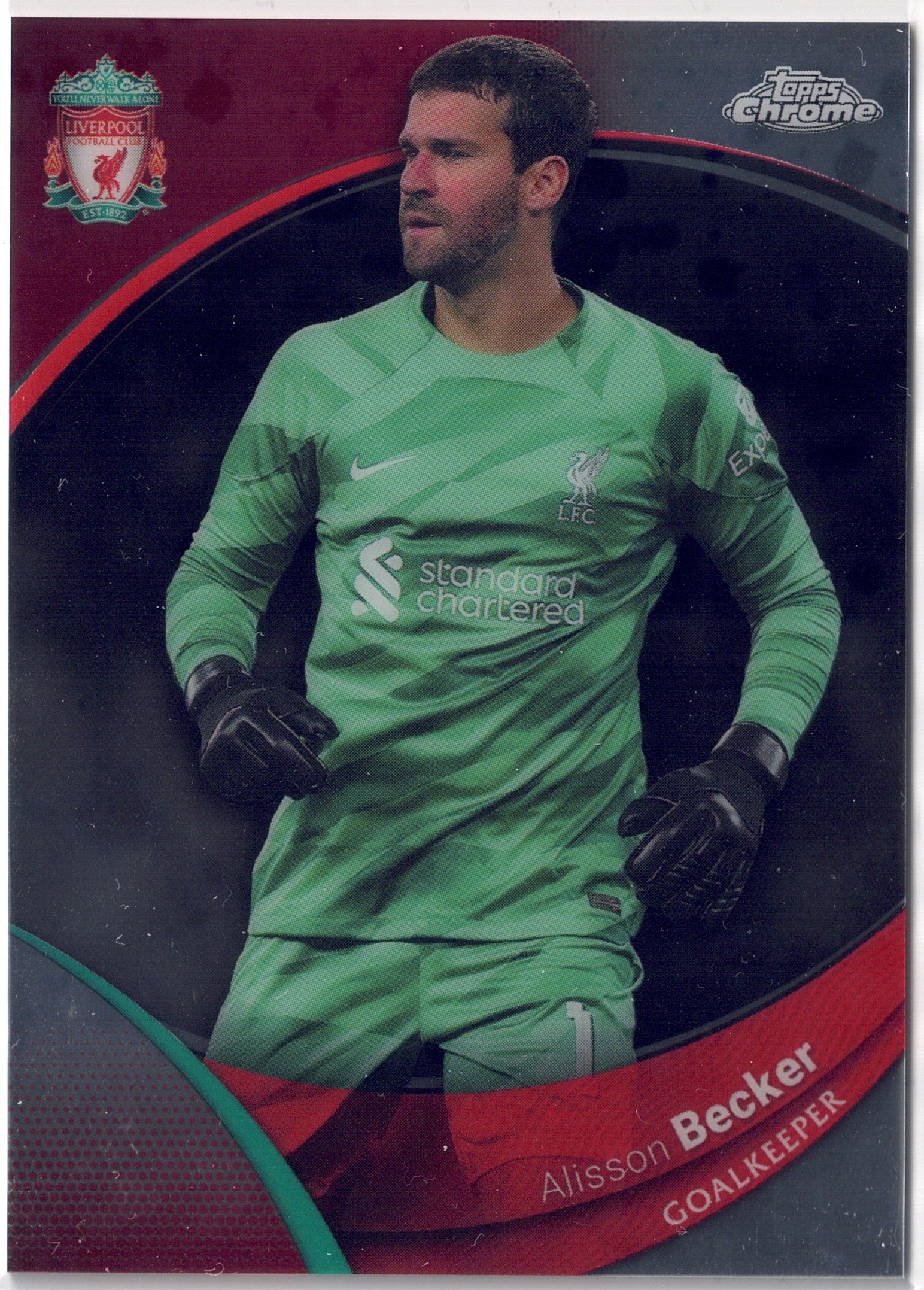2023-24 Topps Chrome Liverpool FC #001 Alisson Becker