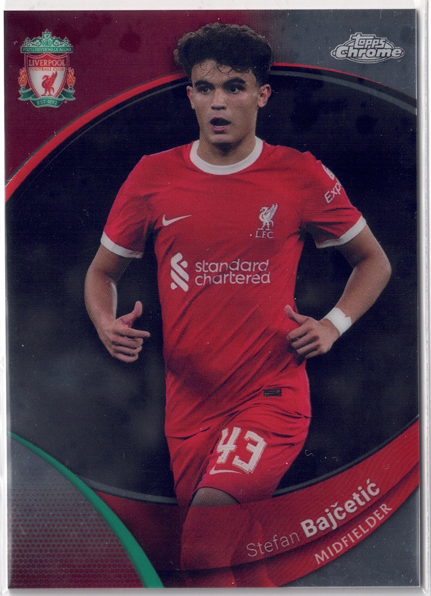 2023-24 Topps Chrome Liverpool FC #013 Stefan Bajcetic