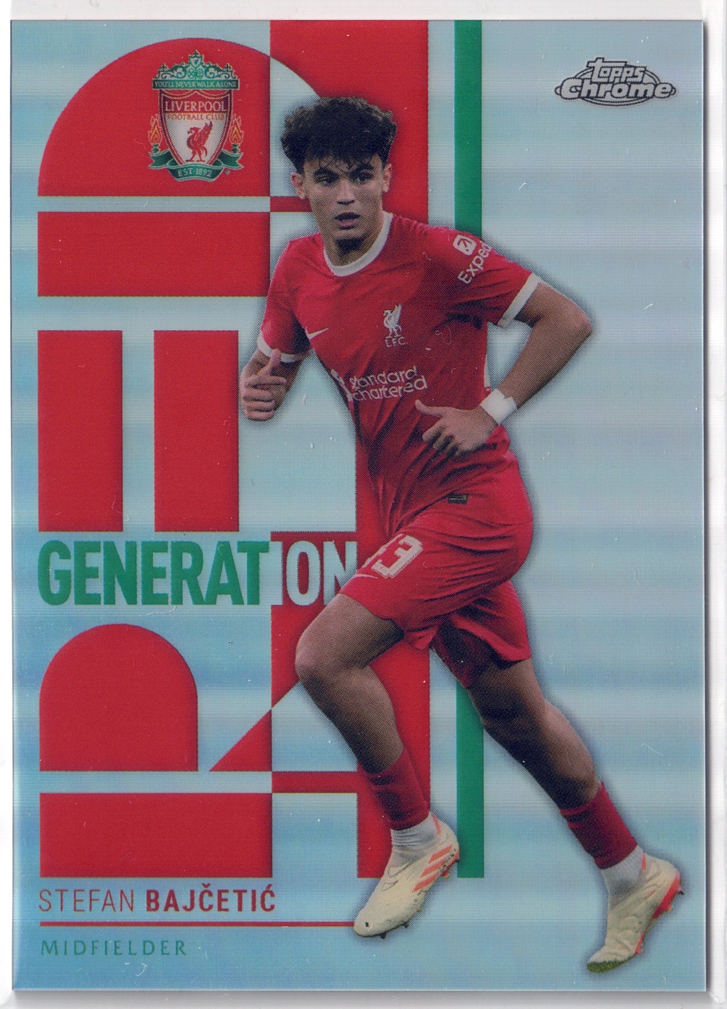 2023-24 Topps Chrome Liverpool FC #GR02 Stefan Bajcetic Generation Red