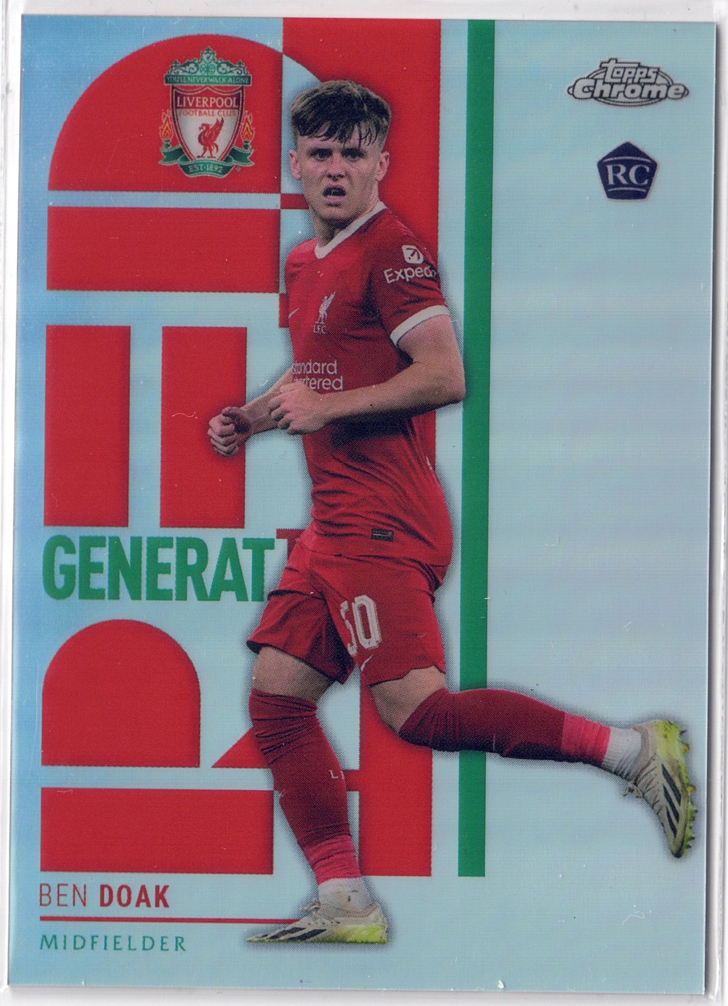 2023-24 Topps Chrome Liverpool FC #GR03 Ben Doak RC Generation Red