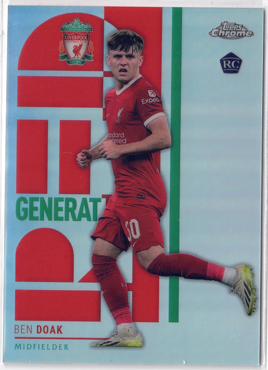 2023-24 Topps Chrome Liverpool FC #GR03 Ben Doak RC Generation Red