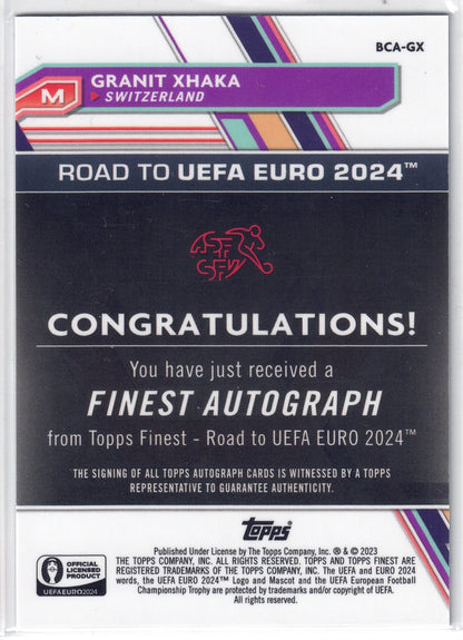 2023 Topps Finest Road to UEFA EURO 2024 Granit Xhaka auto-back