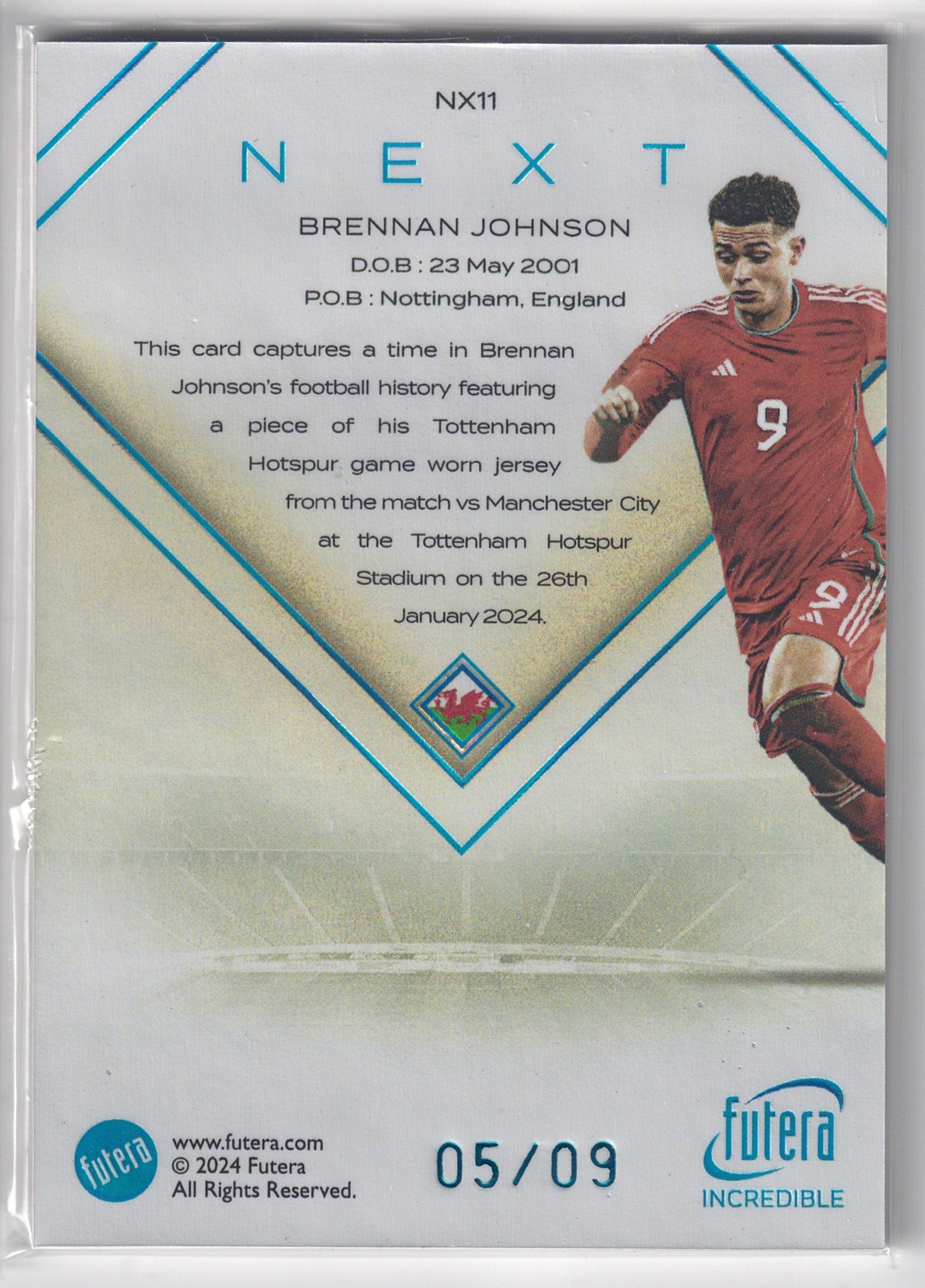 2024 Futera Incredible Brennan Johnson patch-back