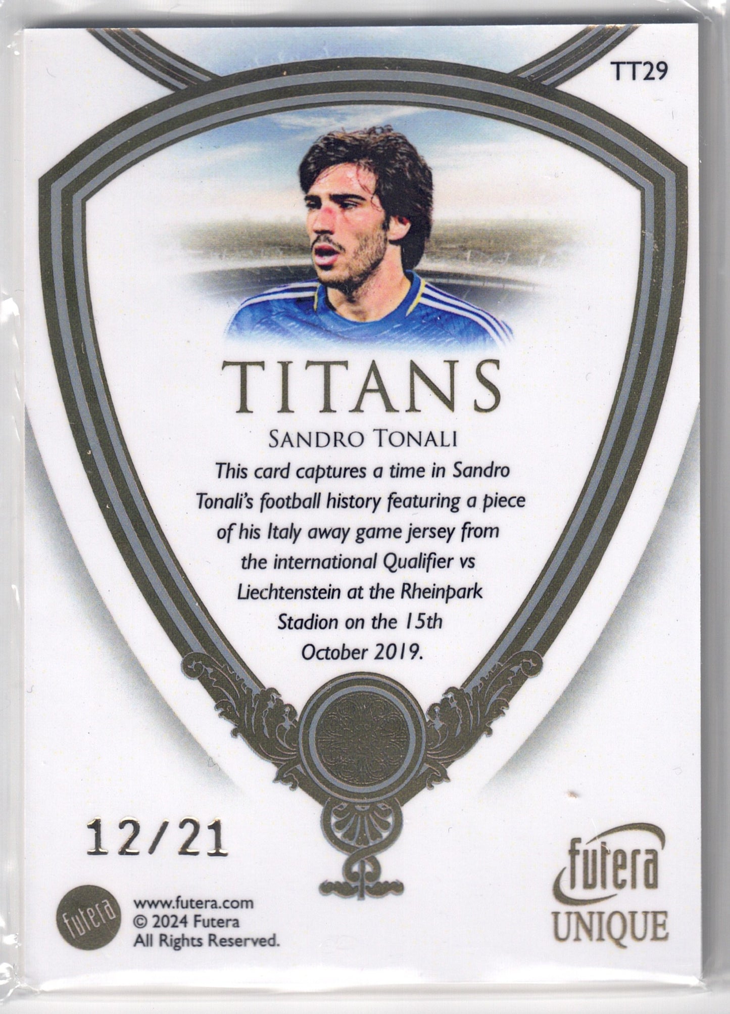 2024 Futera Unique Sandro Tonali patch-back