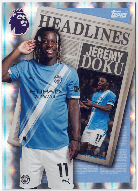 2025-26 Topps Premier League #447 Jeremy Doku Headlines