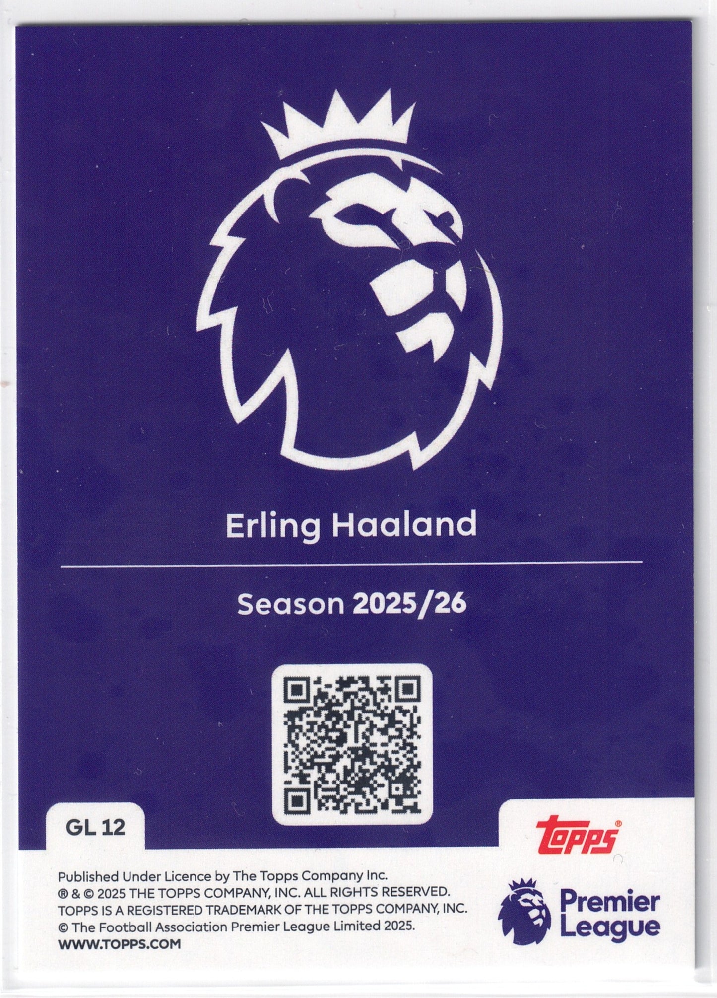2025-26 Topps Premier League #GL12 Erling Haaland Gold Lion-back